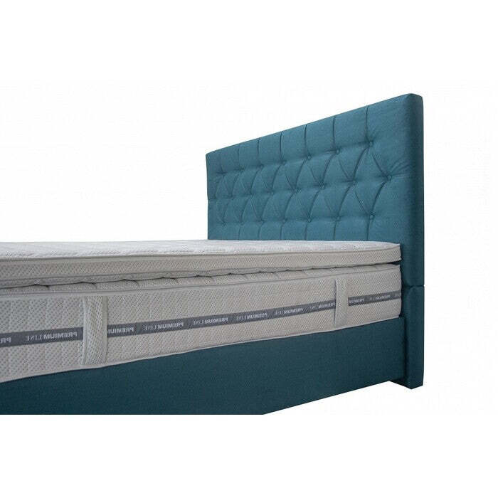 Postel Boxspring Edward 200x200, modrá,včetně, matrace a topperu II. akosť