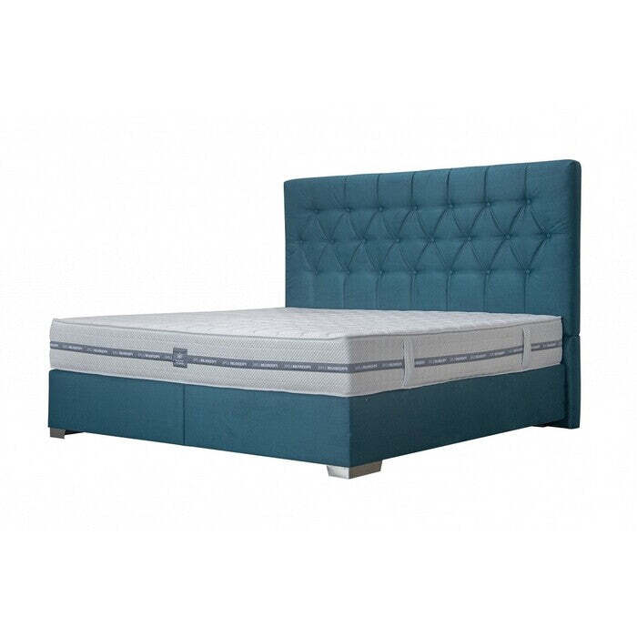 Postel Boxspring Edward 200x200, modrá,včetně, matrace a topperu II. akosť