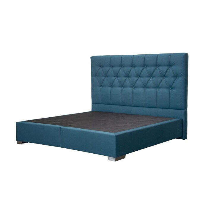 Posteľ Boxspring Edward 200x200, modrá, vrátane, matraca a toppera - II. akosť