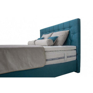 Posteľ Boxspring Edward 200x200, modrá, vrátane, matraca a toppera - II. akosť