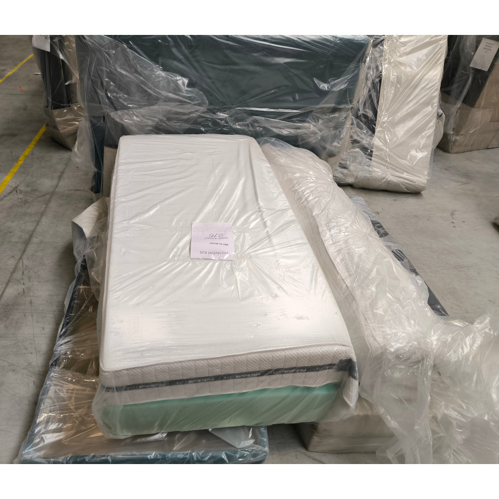 Posteľ Boxspring Edward 200x200, modrá, vrátane, matraca a toppera - II. akosť