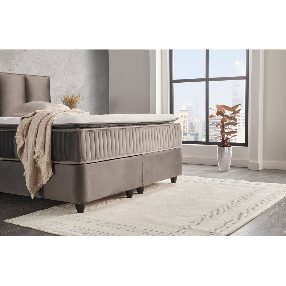 Posteľ Boxspring Esen 160x200, sivá, vr. matraca a integrovaného  topera