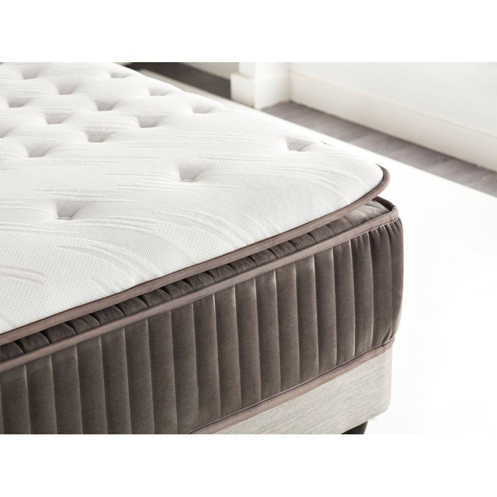 Posteľ Boxspring Esen 160x200, sivá, vr. matraca a integrovaného  topera