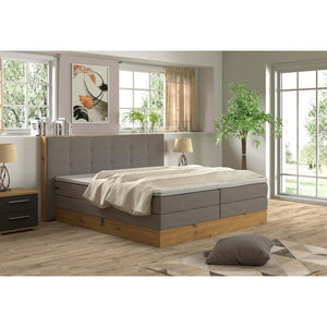 Posteľ Boxspring Frederic 180x200,sivá,dub, vr. matraca a topper