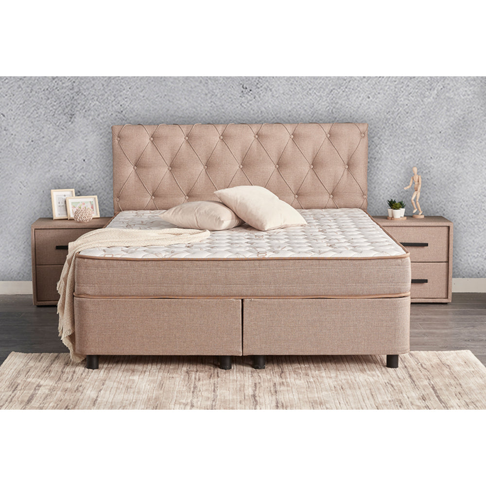 Posteľ Boxspring Kerem 180x200, béžová, vr. matraca a topera - II. akosť