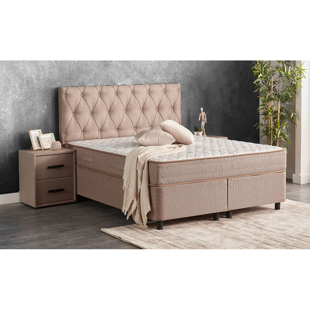 Posteľ Boxspring Kerem 180x200, béžová, vr. matraca a topera - II. akosť