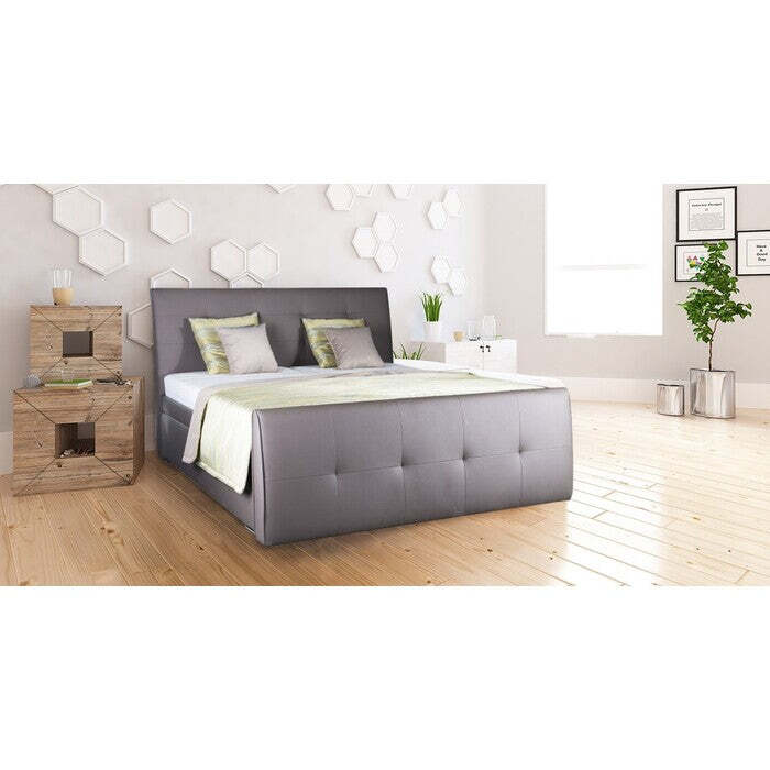 Posteľ Boxspring Lambada 180x200, sivá, vrátane matraca, 2 čelá