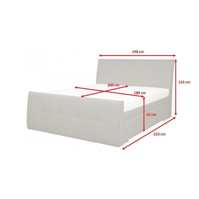 Posteľ Boxspring Lambada 180x200, sivá, vrátane matraca, 2 čelá