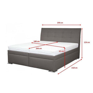 Posteľ Boxspring Lambada 180x200, sivá, vrátane matraca, 2 čelá