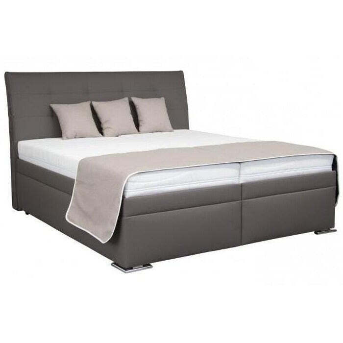 Posteľ Boxspring Lambada 180x200, sivá, vrátane matraca, 2 čelá