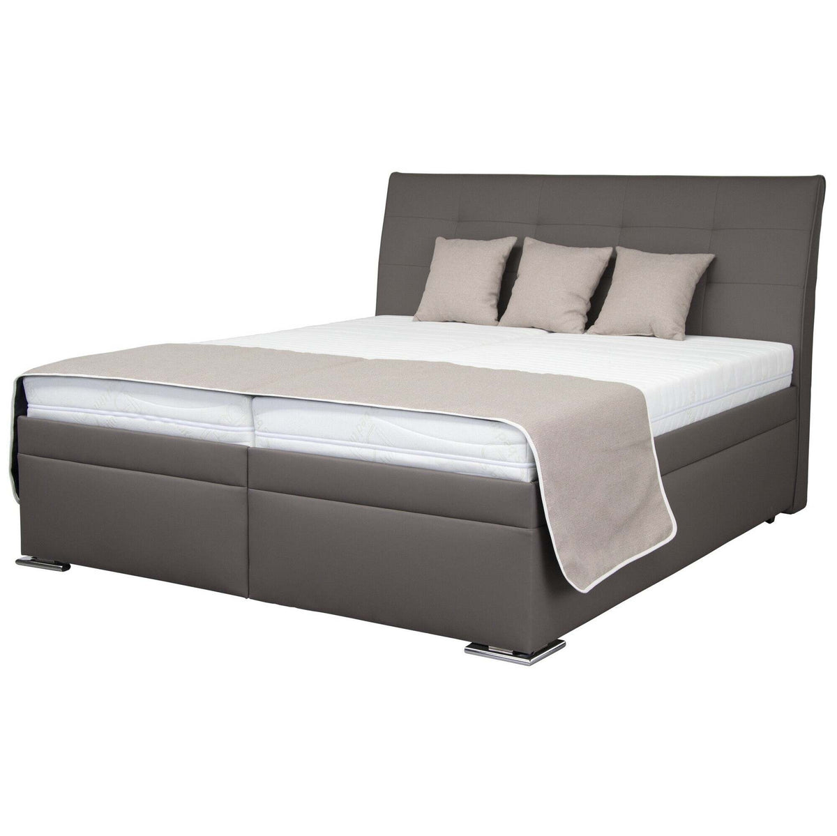 Posteľ Boxspring Lambada 180x200, sivá, vrátane matraca, 2 čelá