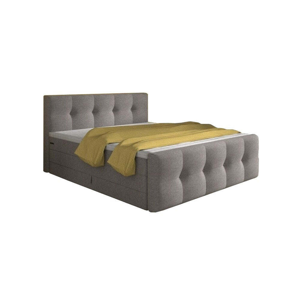 Postel Boxspring Leonard 180x200, šedá, vč. matrace a topperu II. akosť