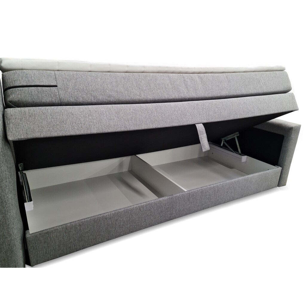 Postel Boxspring Leonard 180x200, šedá, vč. matrace a topperu II. akosť