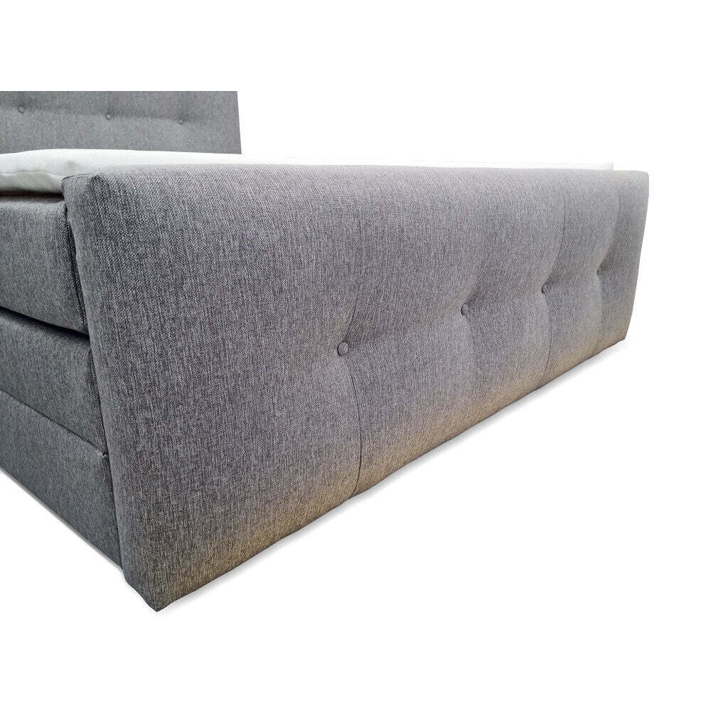 Postel Boxspring Leonard 180x200, šedá, vč. matrace a topperu II. akosť