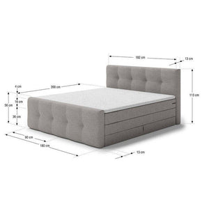 Postel Boxspring Leonard 180x200, šedá, vč. matrace a topperu II. akosť