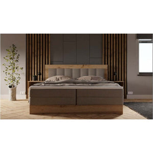 Postel Boxspring Marc 180x200, šedá,dub vč. matrace a topperu II. akosť