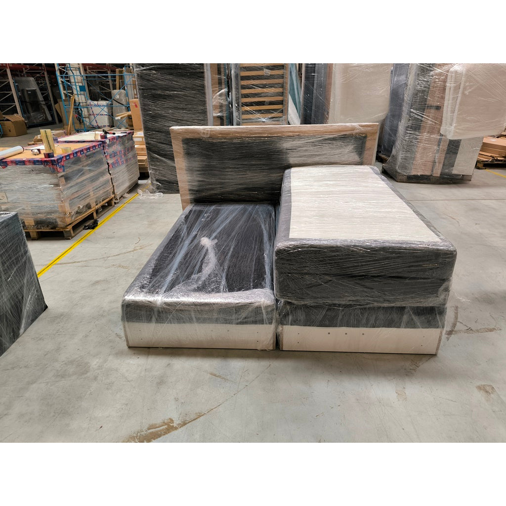 Postel Boxspring Marc 180x200, šedá,dub vč. matrace a topperu II. akosť