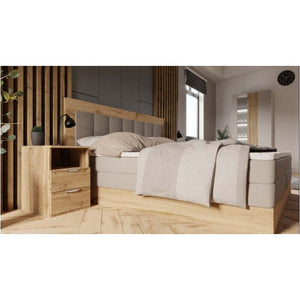 Posteľ Boxspring Marc 180x200, sivá, dub vr. matraca a topera - II. akosť