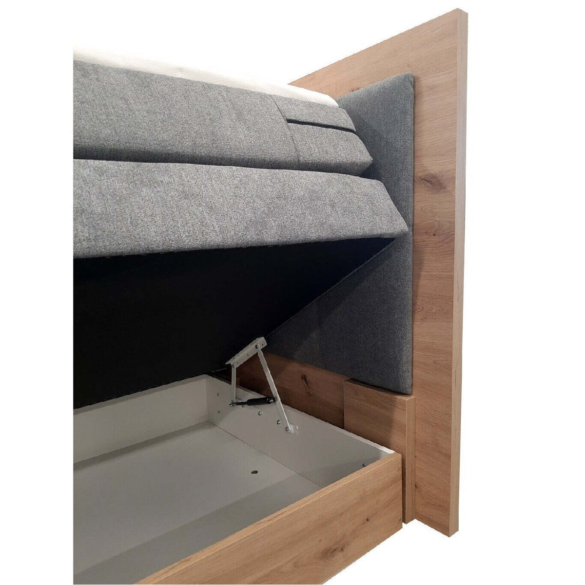 Posteľ Boxspring Marc 180x200, sivá, dub, vr. matraca a topperu