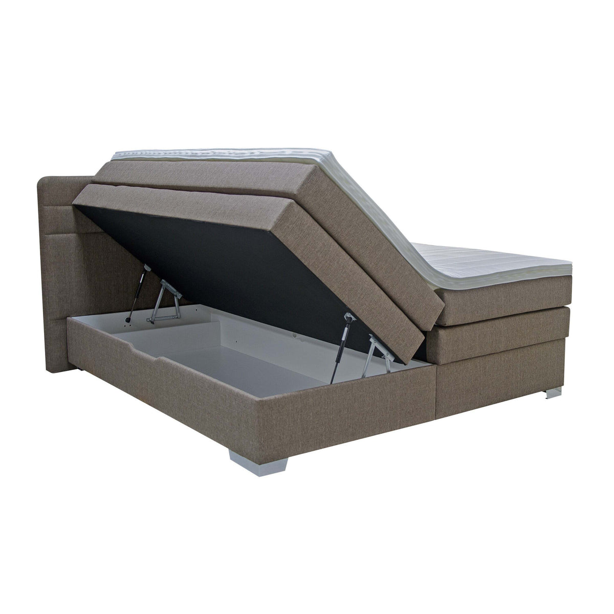 Posteľ Boxspring Poppy 180x200, sivá, vrátane matraca a topperu