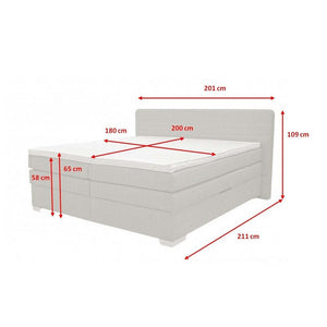 Posteľ Boxspring Poppy 180x200, sivá, vrátane matraca a topperu