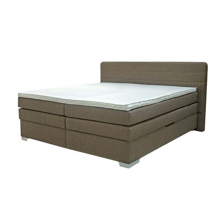 Posteľ Boxspring Poppy 180x200, sivá, vrátane matraca a topperu