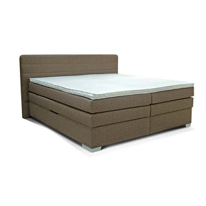 Posteľ Boxspring Poppy 180x200, sivá, vrátane matraca a topperu