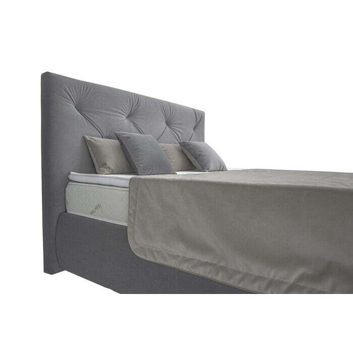 Postel Boxspring Richard 180x200, šedá, vč. matrace a topperu II. akosť