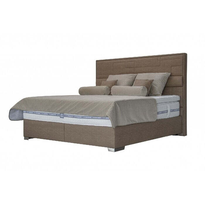 Postel Boxspring William 200x200, hnědá,včetně matrace a topperu II. akosť