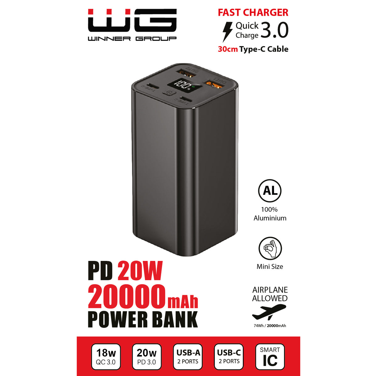 Powerbanka WG Medúza 20000mAh, PD 18W/QC 22.5W