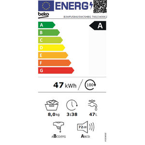 Práčka s predným plnením Beko B3WFU58415WCSHBG