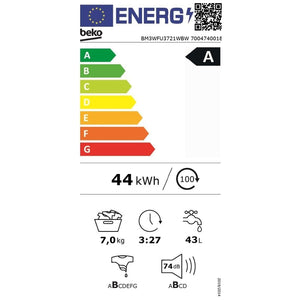 Práčka s predným plnením Beko BM3WFU3721WBW, 7kg