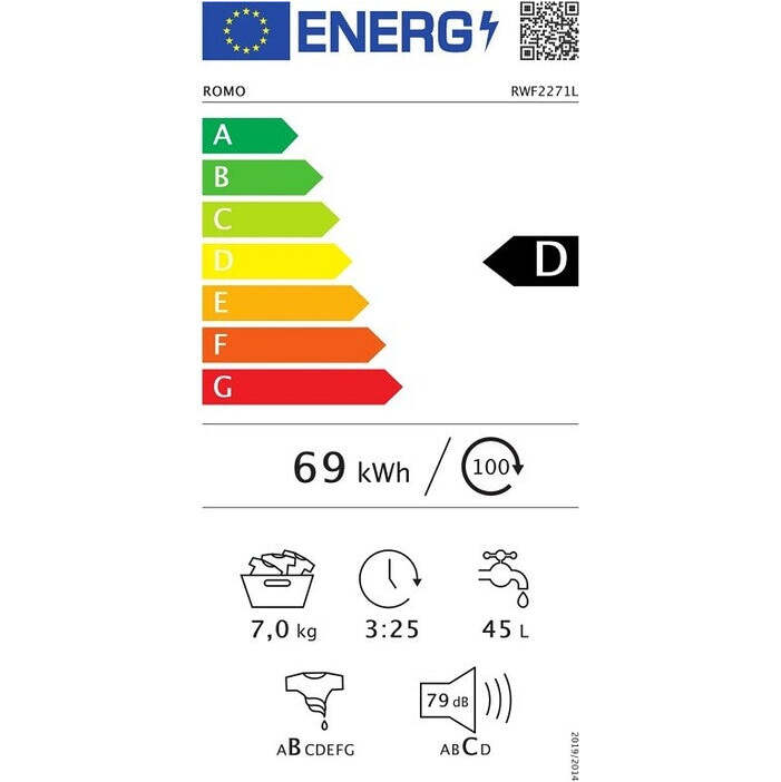 Práčka s predným plnením Romo RWF2271L, D, 7 kg