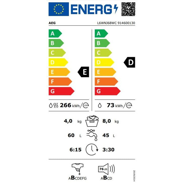 Práčka so sušičkou AEG L6WNJ68WC, 8/4 kg POŠKODENÝ OBAL