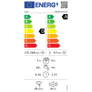 Práčka so sušičkou Haier HWD80-B14979-S,8/5 kg