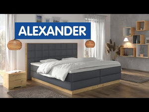 Posteľ Boxspring Alexander 180x200, sivá, vr. matraca a topperu