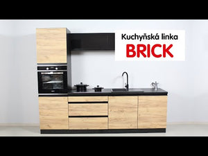 Rohová kuchyňa Brick ľavý roh 240x160 cm (čierna/dub craft) - ROZBALENÉ