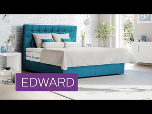 Posteľ Boxspring Edward 200x200, modrá, vrátane, matraca a toppera - II. akosť