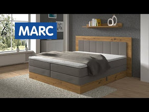 Postel Boxspring Marc 180x200, šedá,dub vč. matrace a topperu VYSTAVENÉ