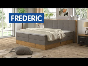 Posteľ Boxspring Frederic 180x200, sivá, dub, vr. matrac a topper - II. akosť