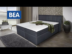 Posteľ Boxspring Bea 200x200, sivá, vrátane matraca a topperu