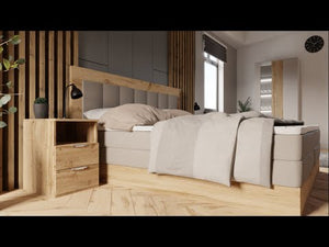 Posteľ Boxspring Marc 180x200, sivá, dub vr. matraca a topera - II. akosť