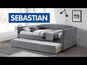 Čalúnená posteľ Sebastian 90x200, sivá,s prístelkou, bez matraca