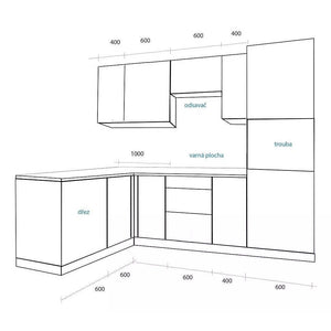 Rohová kuchyňa Emilia Lux ľavý roh 260x180 cm (sivá lesk)