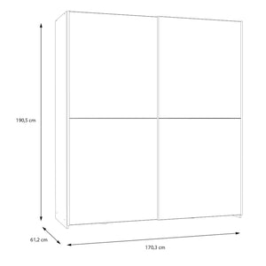 Šatníková skriňa Amy - 170,3x190,5x61,2 cm (biela, dub)