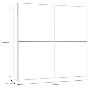 Šatníková skriňa Amy - 190,1x190,5x61,2 cm (biela, dub)