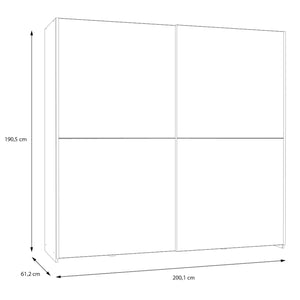 Šatníková skriňa Amy - 200,1x190,5x61,2 cm (biela)