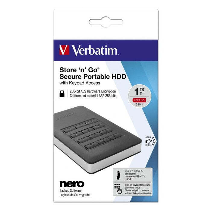 Šifrovaný externý HDD 1TB Verbatim Secure (53401)