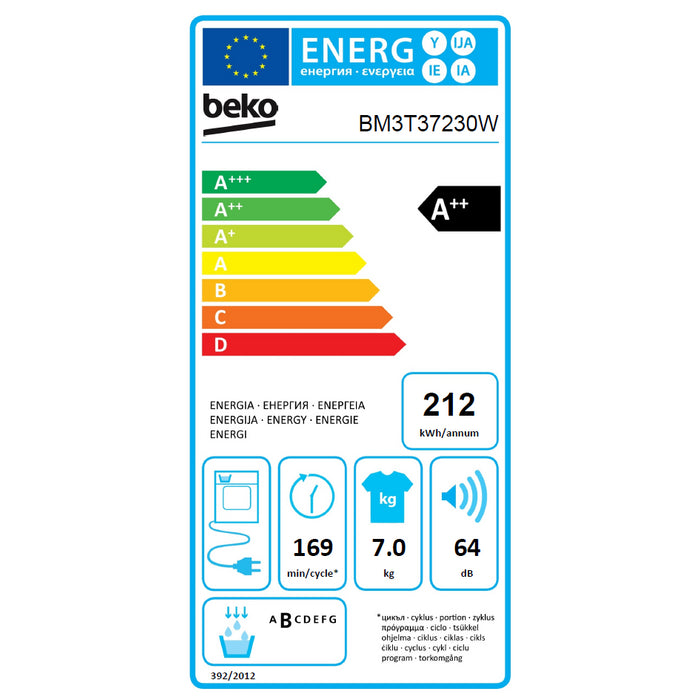 Sušička bielizne Beko BM3T37230W, A++, 7 kg