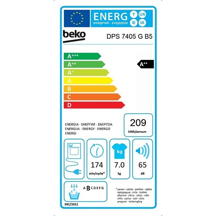 Sušička bielizne BEKO DPS 7405 G B5, A++, 7 kg POŠKODENÝ OBAL